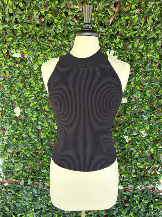 Ribbed Sleeveless High Neck Tank
