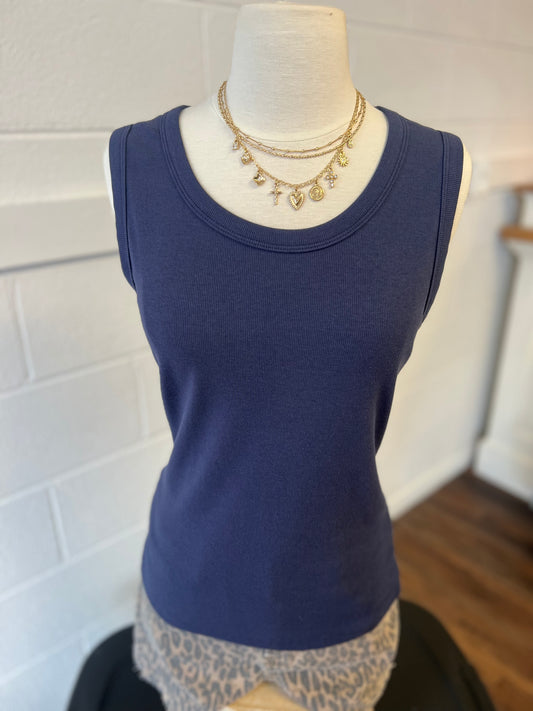 Navy Round Neck Layering Tank