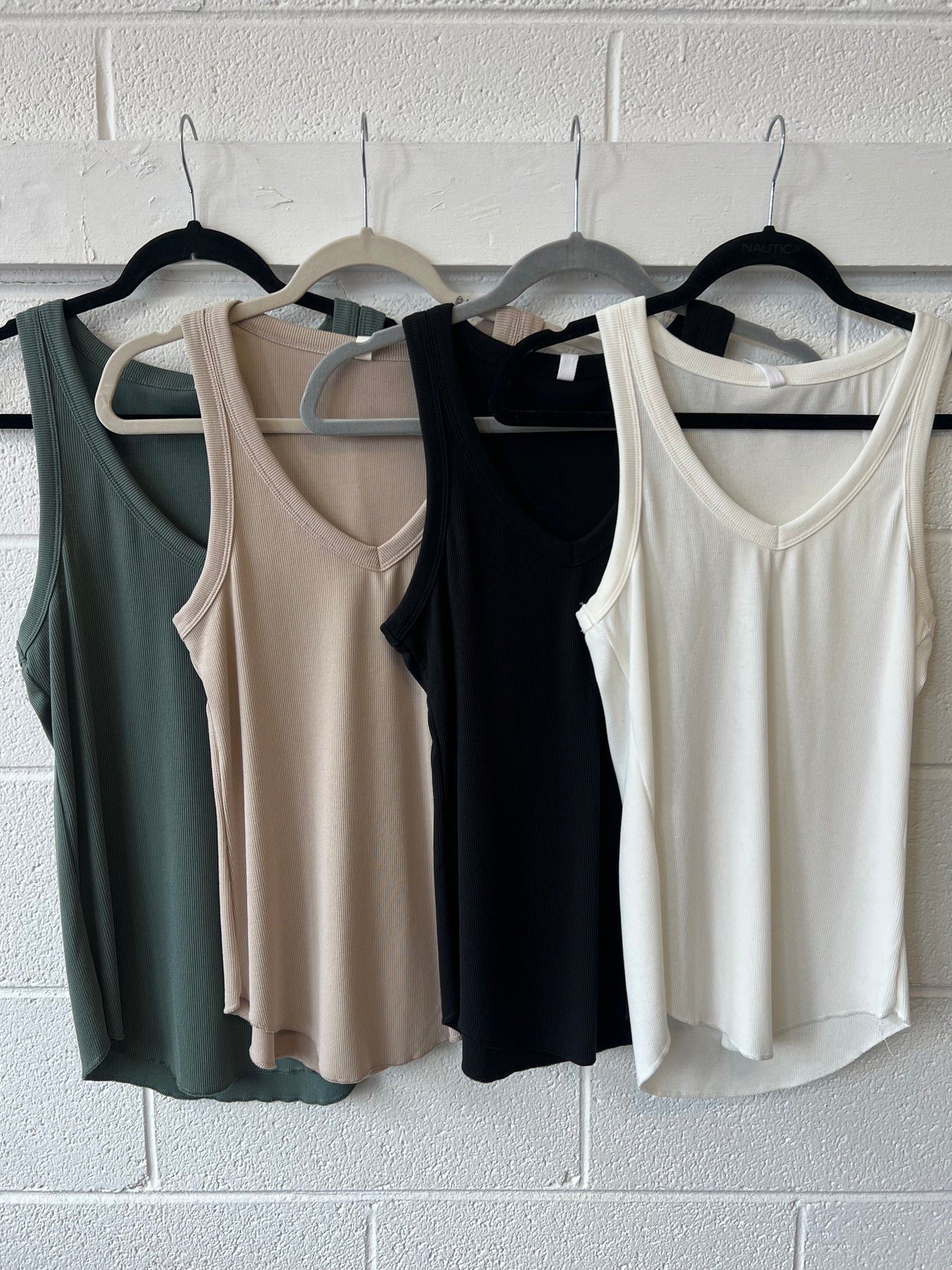 Ribbed Vneck Layering Tank