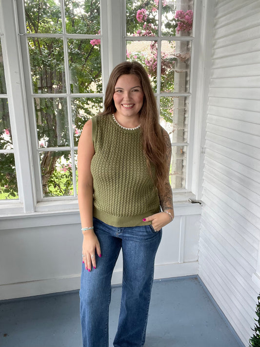 Contrast Stitch Sweater Tank