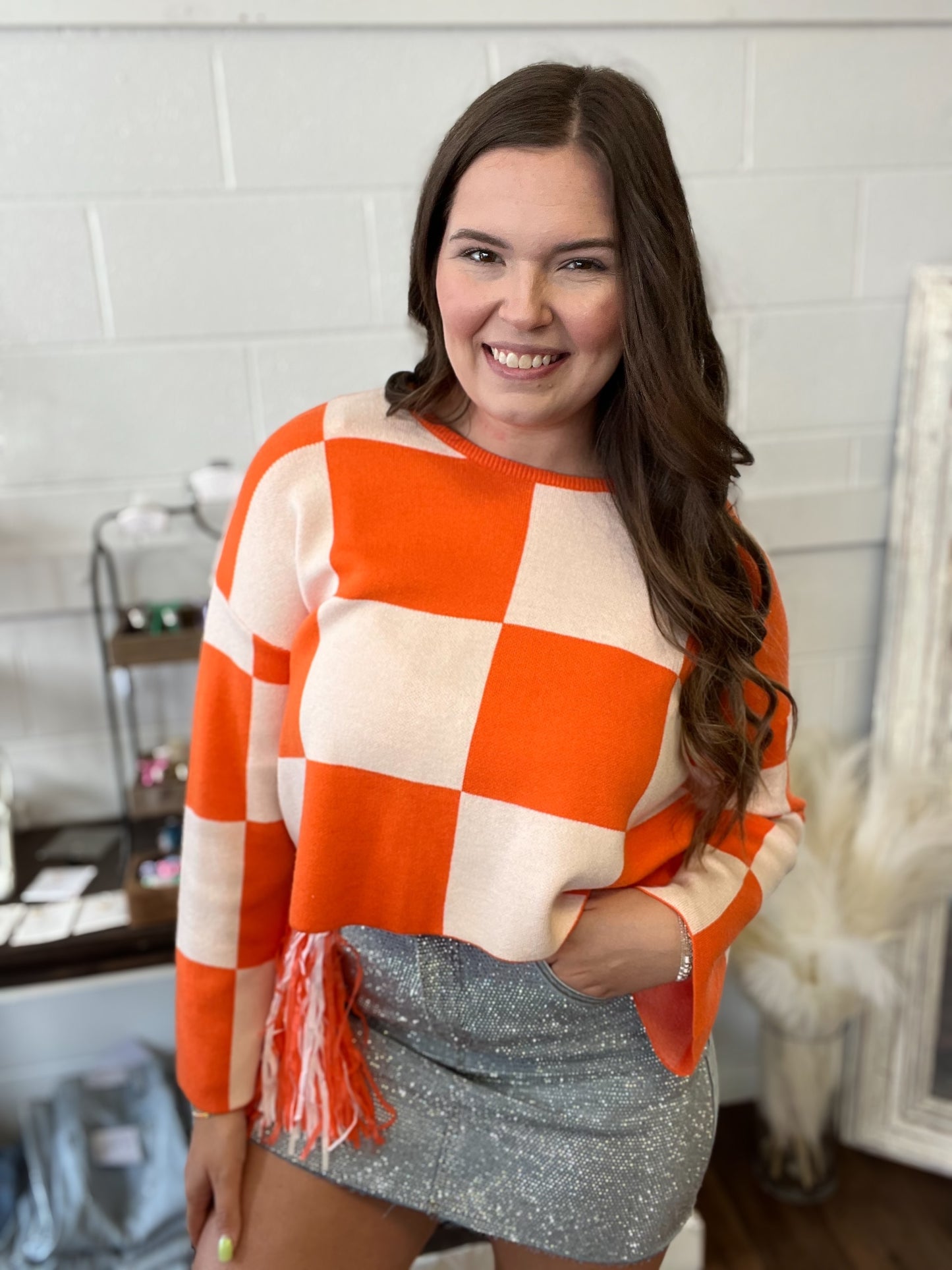 Game Day Cropped Checkered top