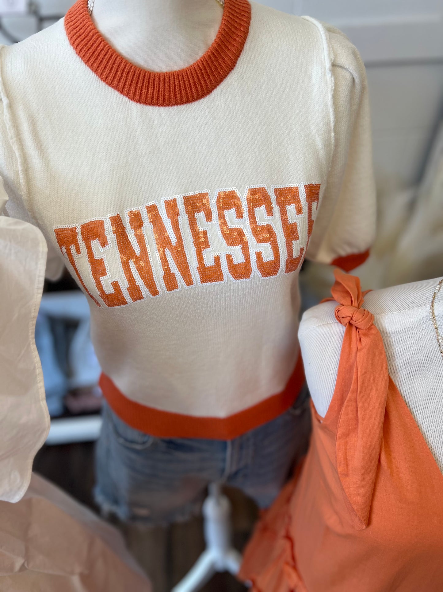 Orange and White Sweater