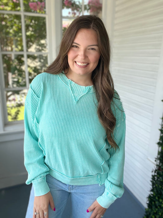 Aqua Waffle Top