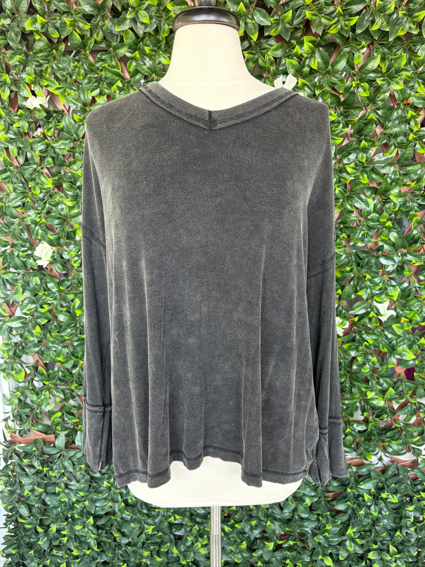 Mineral Wash Ribbed Loose Fit Top