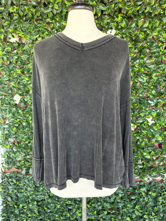 Mineral Wash Ribbed Loose Fit Top