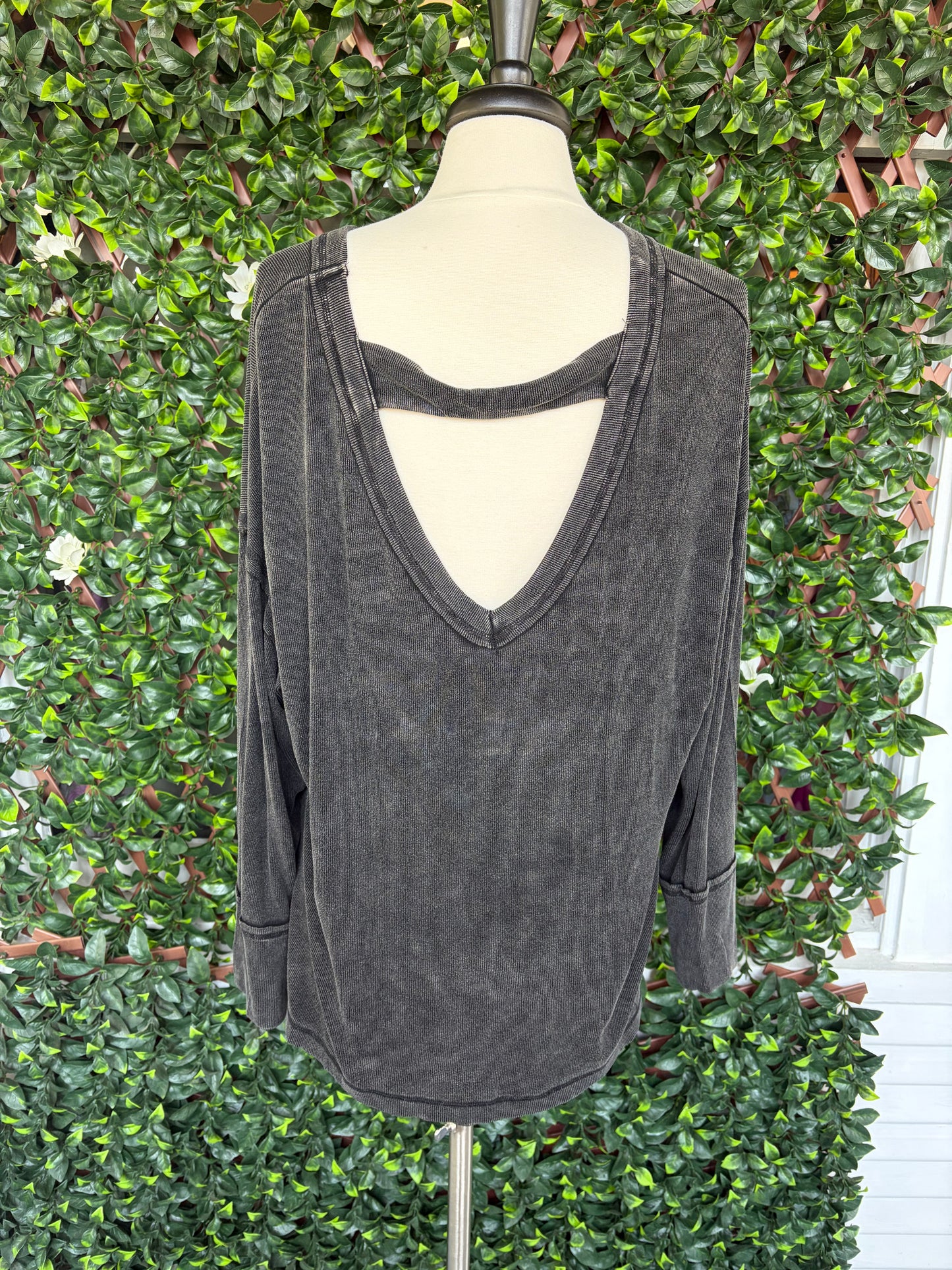 Mineral Wash Ribbed Loose Fit Top