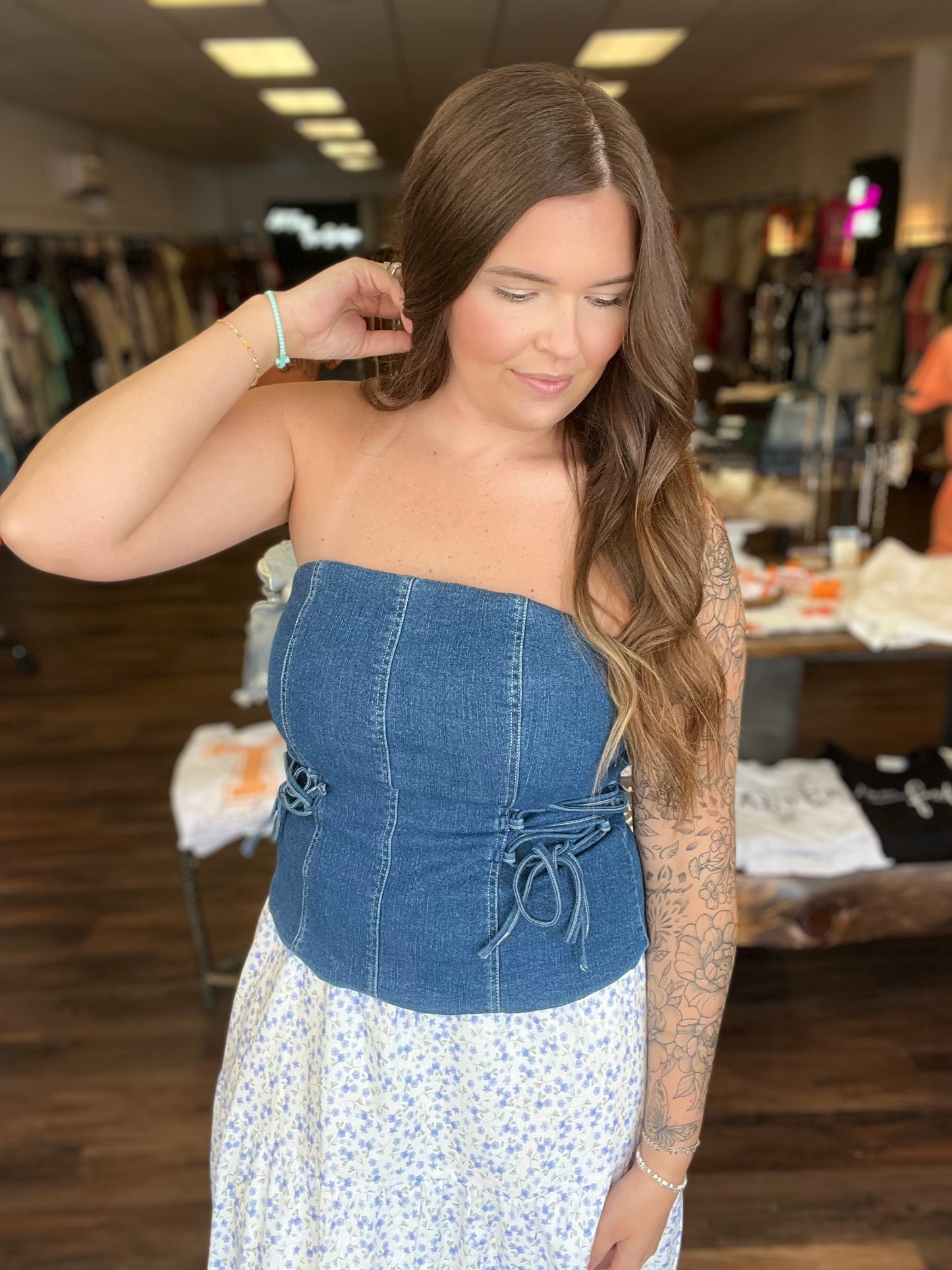 Strapless Denim Top