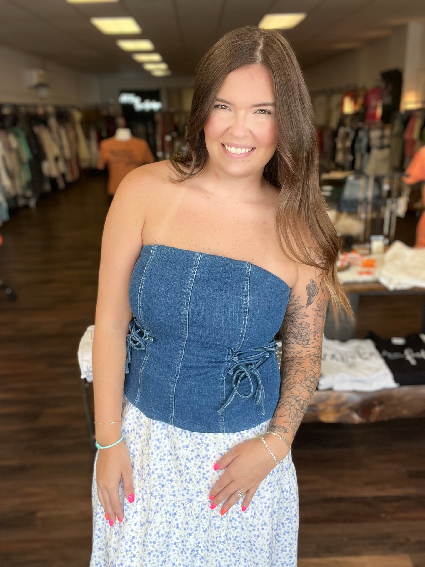 Strapless Denim Top