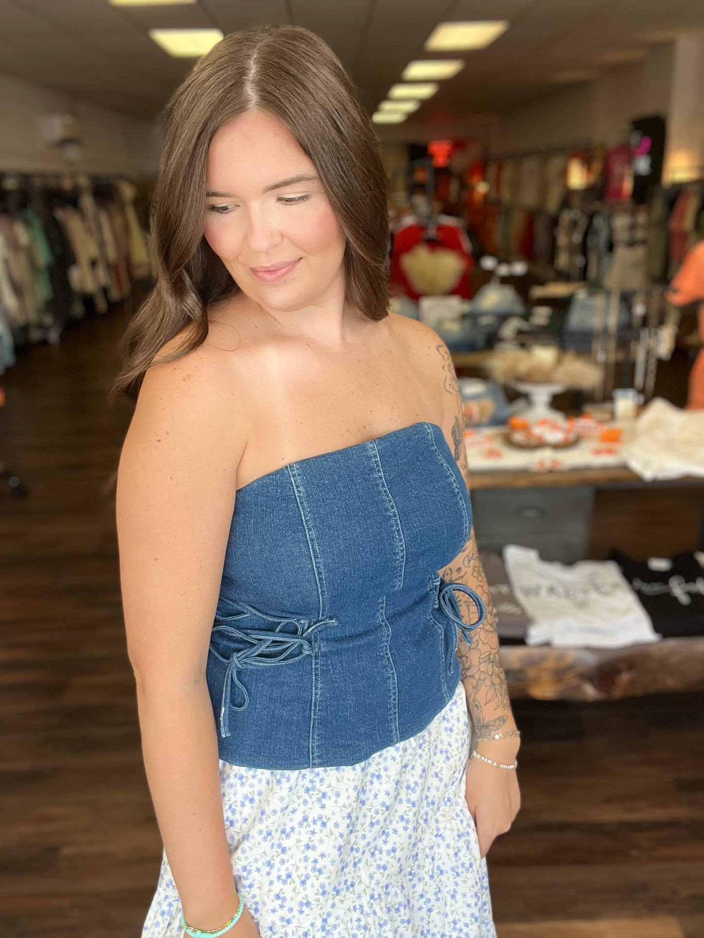 Strapless Denim Top