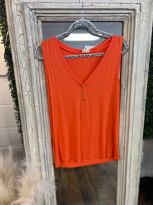 Orange Button Tank