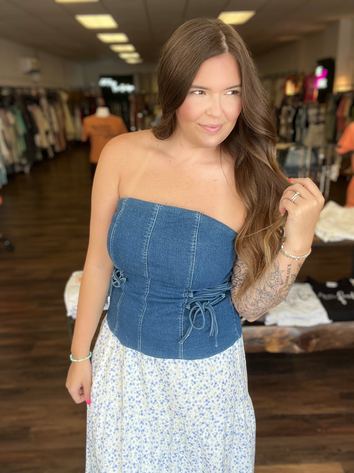 Strapless Denim Top