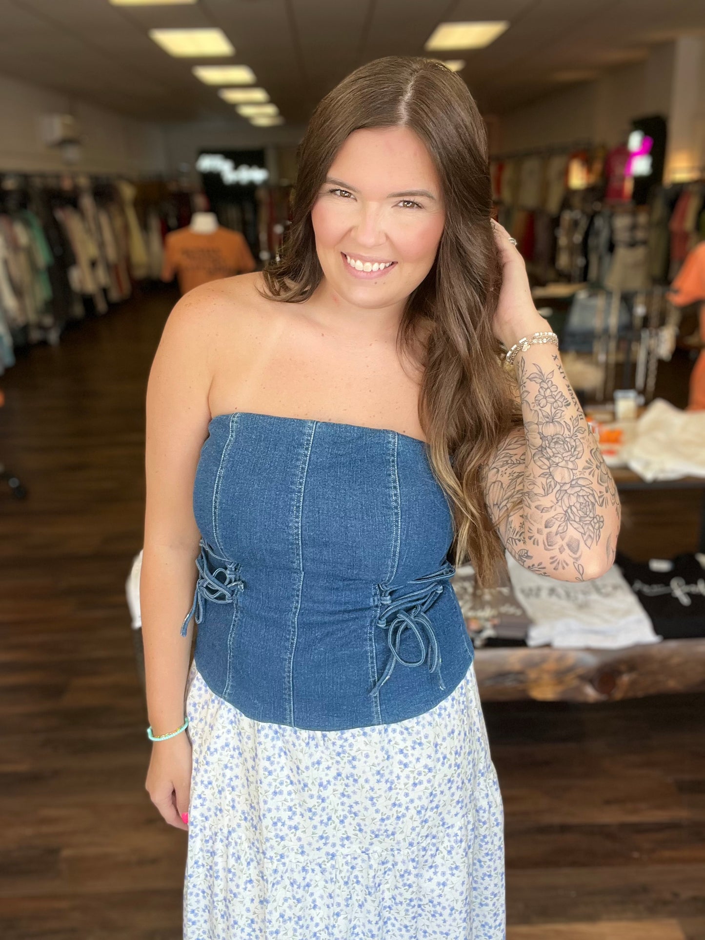 Strapless Denim Top