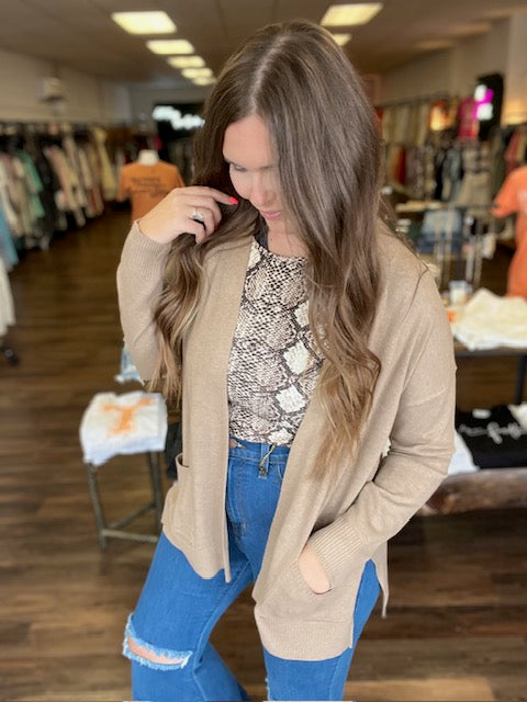 Tan Pocket Cardigan