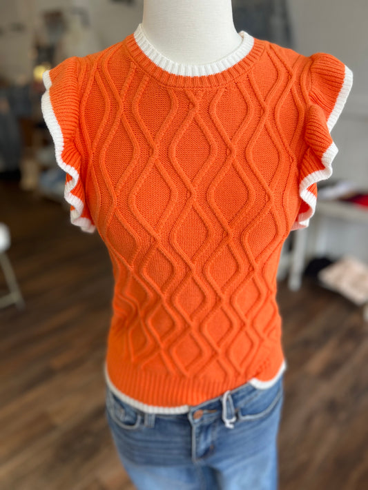 Ruffle Sleeve Knit Sweater