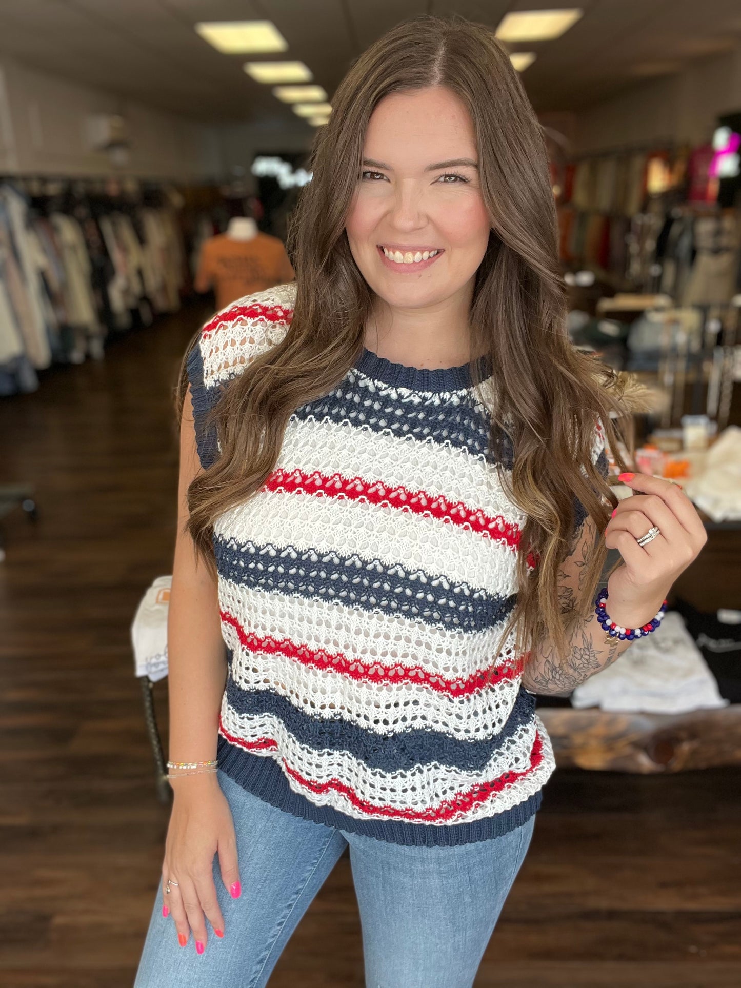 Red, White and Blue Sweater