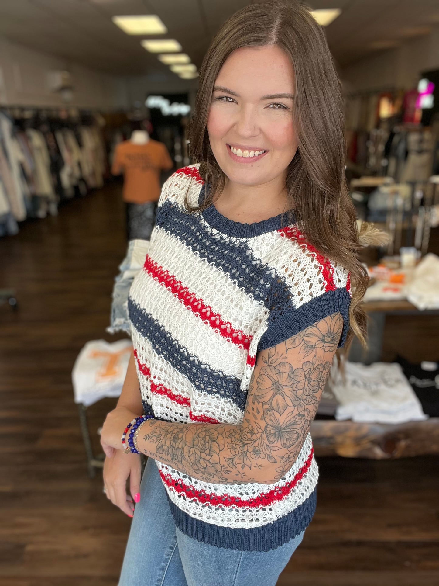 Red, White and Blue Sweater