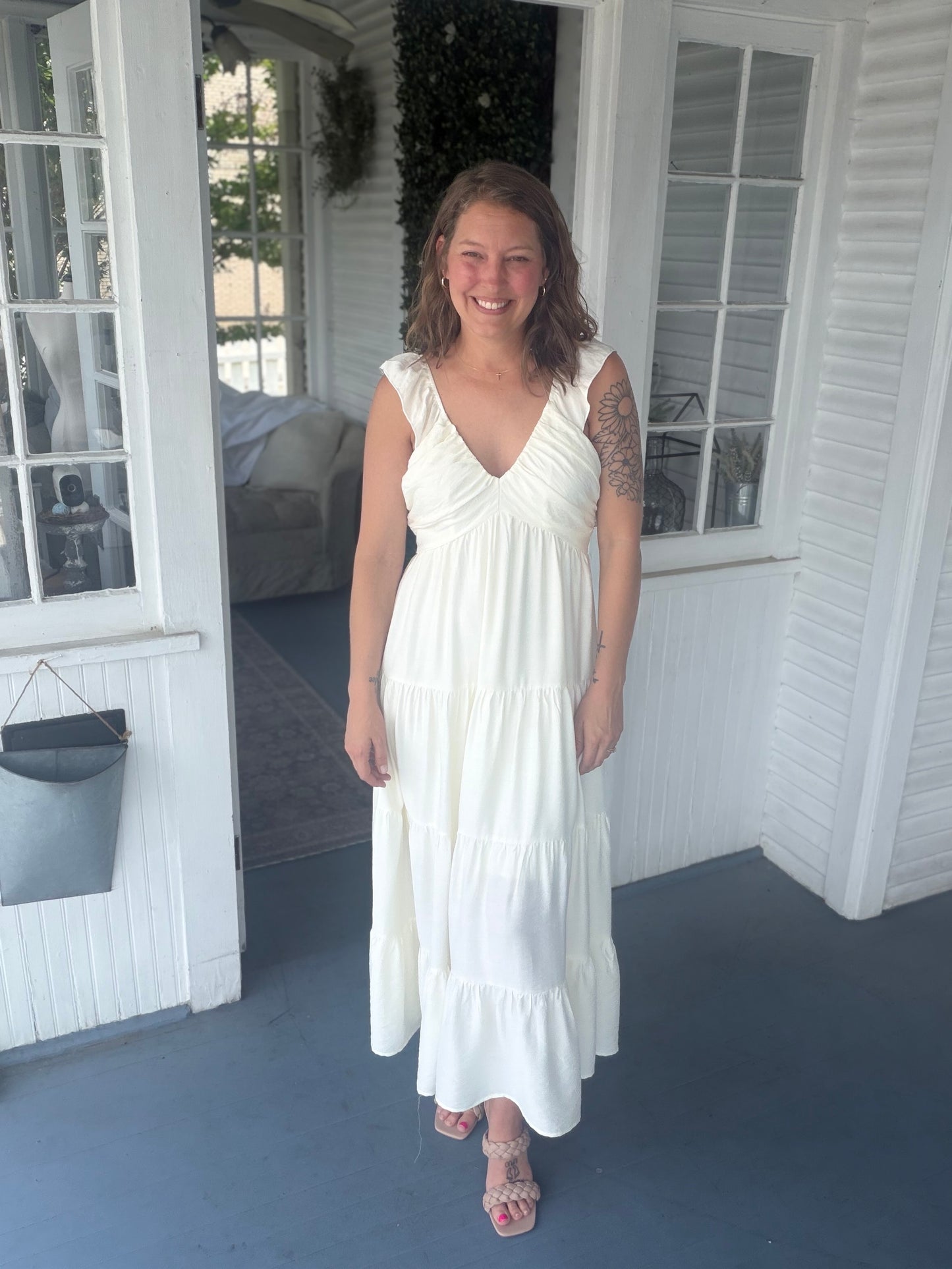 Ruffle Sleeve Tiered Maxi Dress