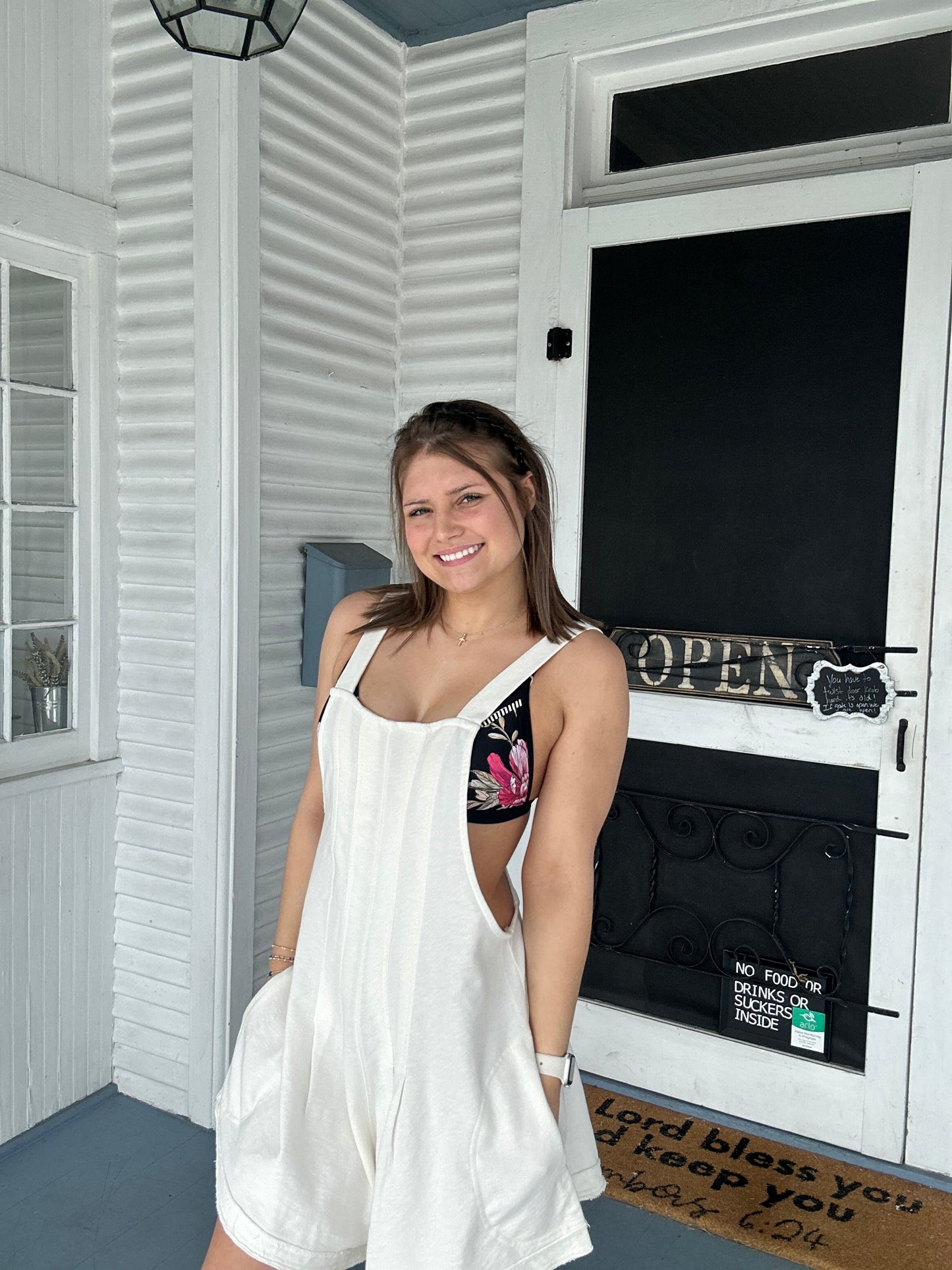 White Pocket Romper