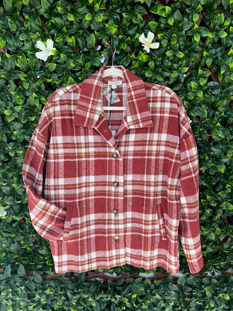 Maroon Mixed Plaid Jacket