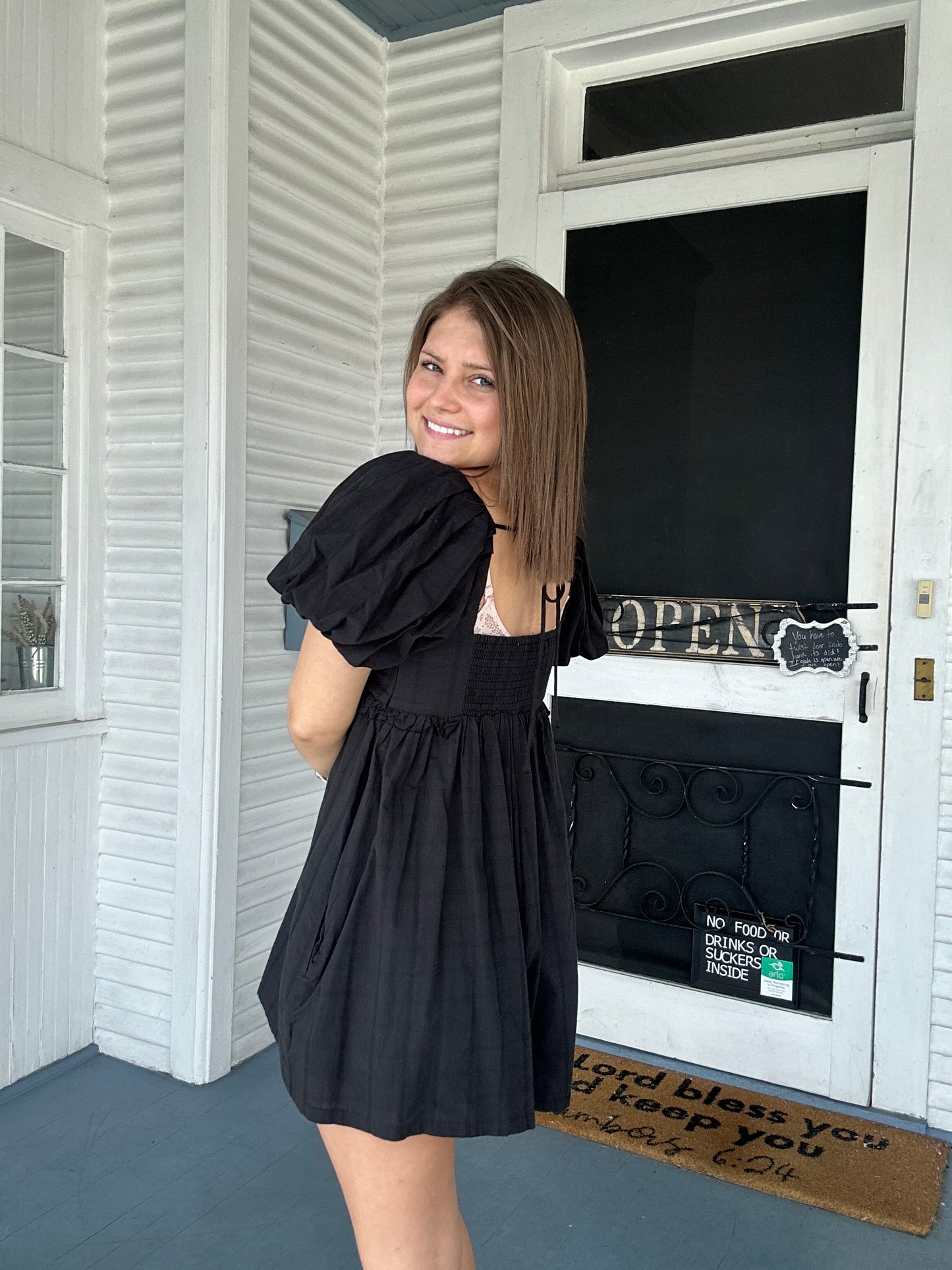 Black Puff Sleeve Romper