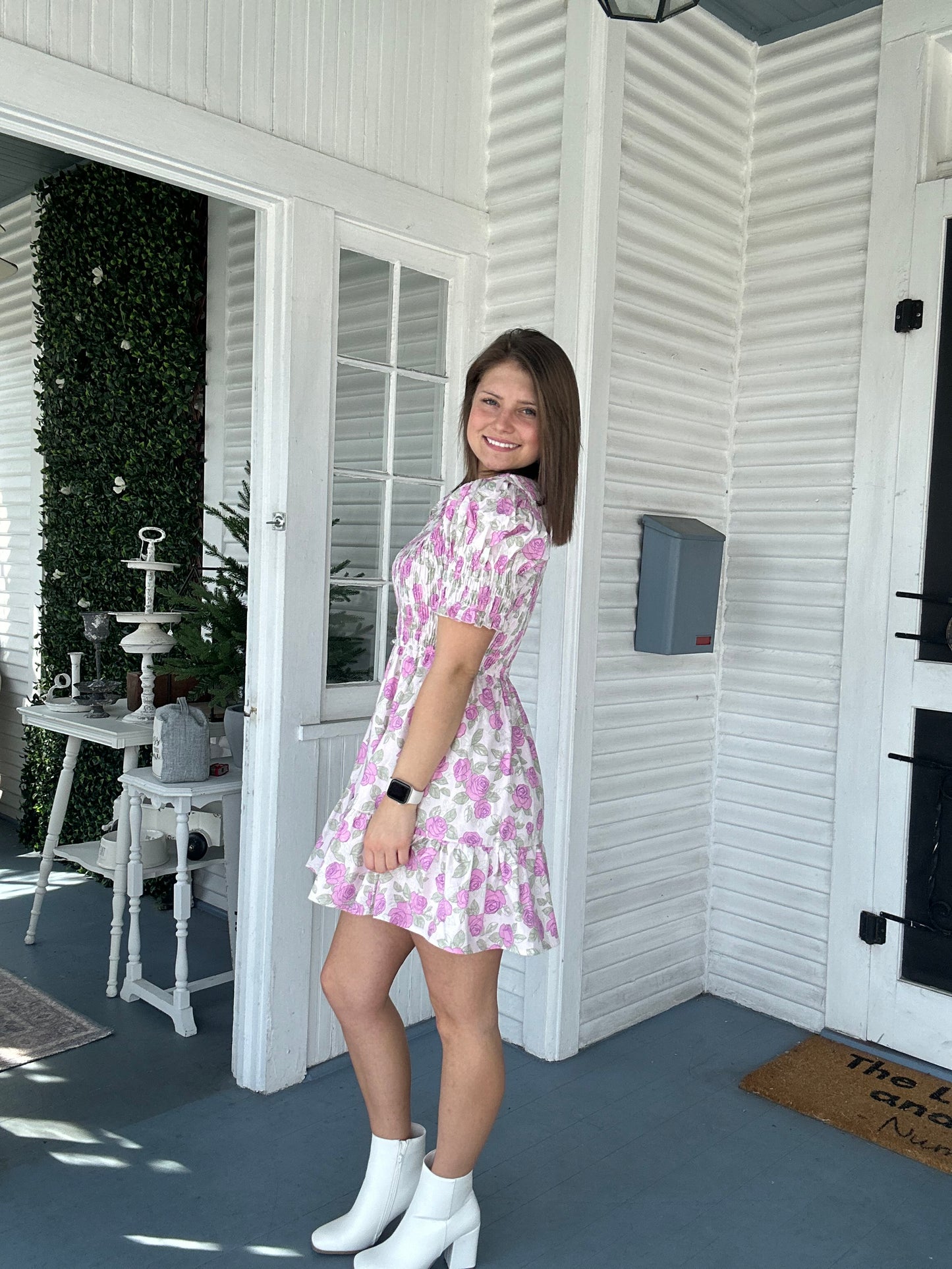 Floral Smocked Mini Dress
