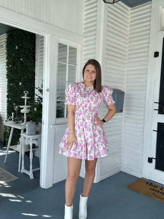 Floral Smocked Mini Dress