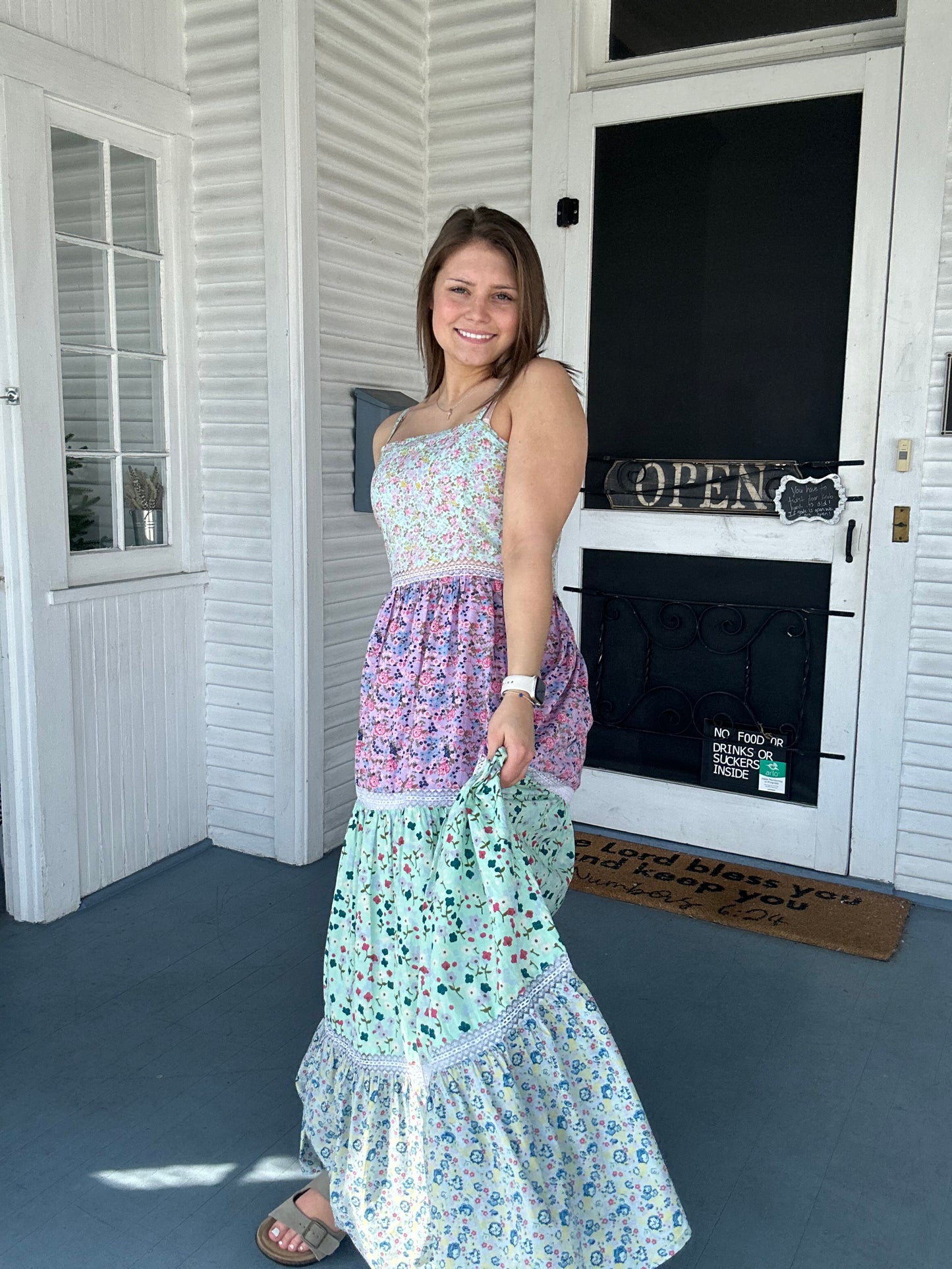 Floral Colorblock Maxi Dress