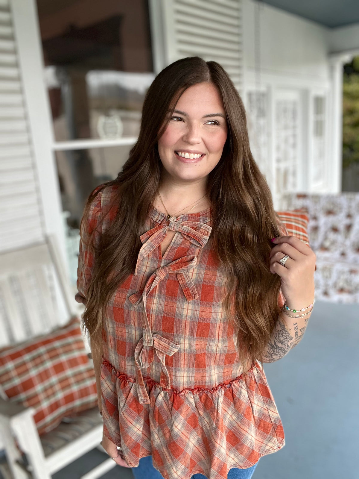 Plaid Bow Top