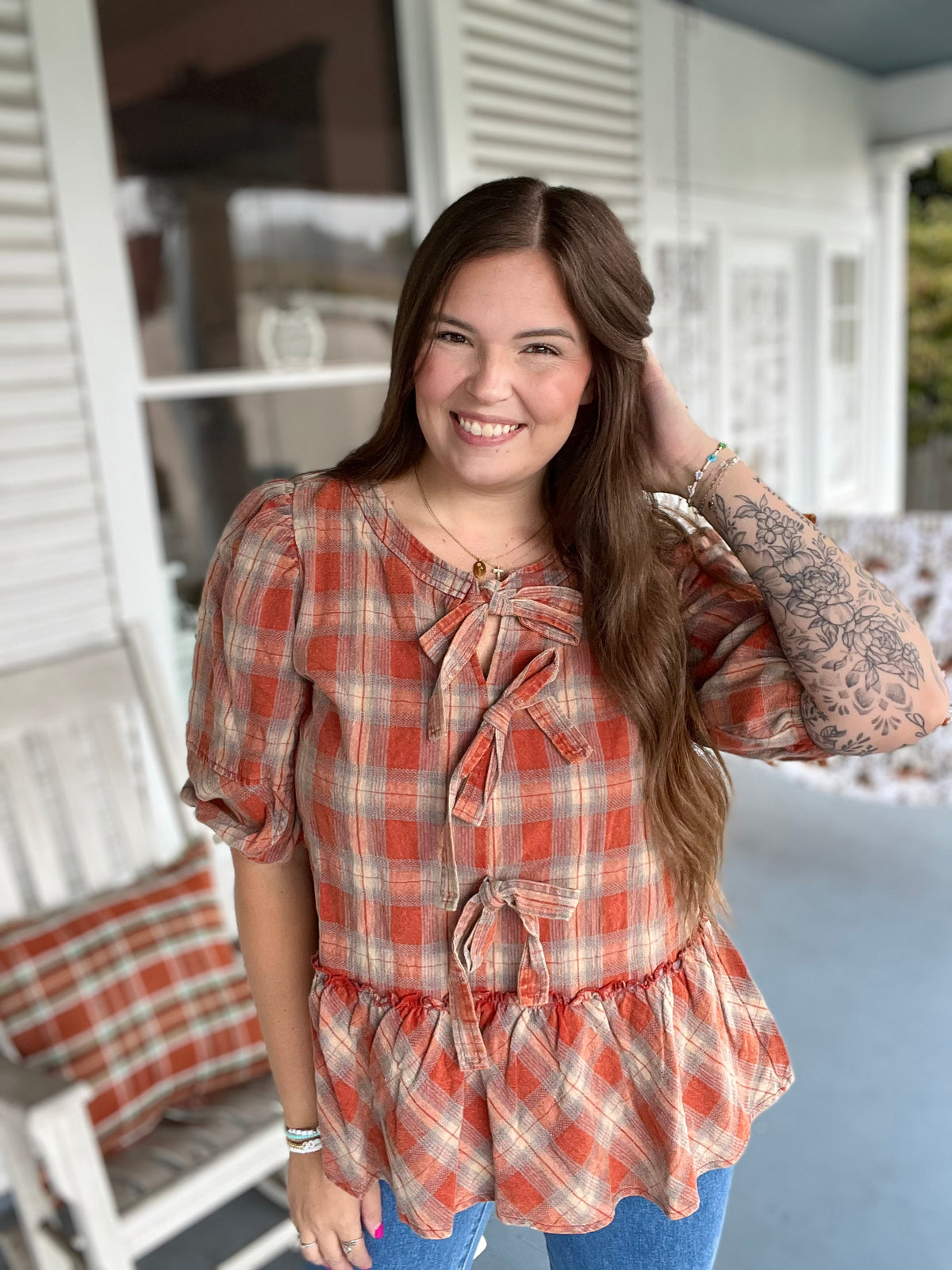 Plaid Bow Top