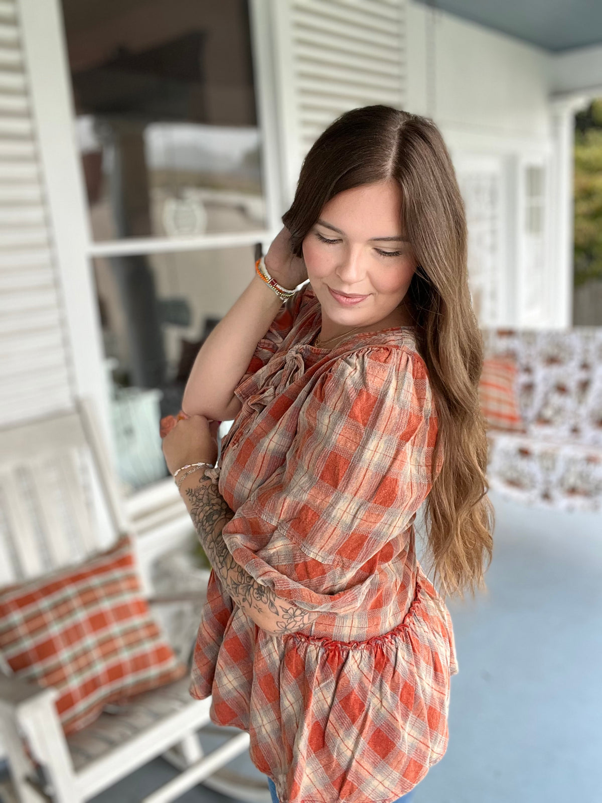 Plaid Bow Top