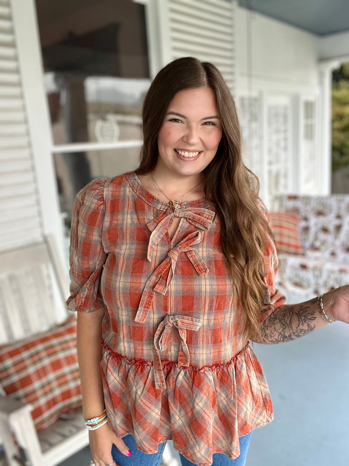 Plaid Bow Top