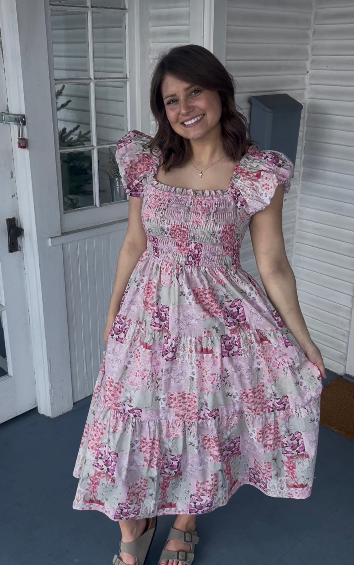 Floral Patchwork Midi Dress