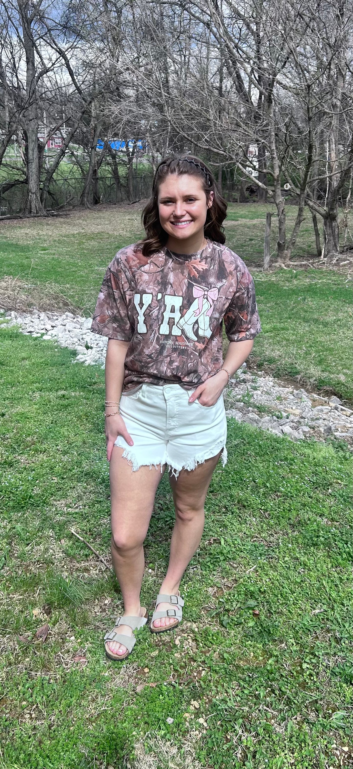 Distressed White Denim Shorts