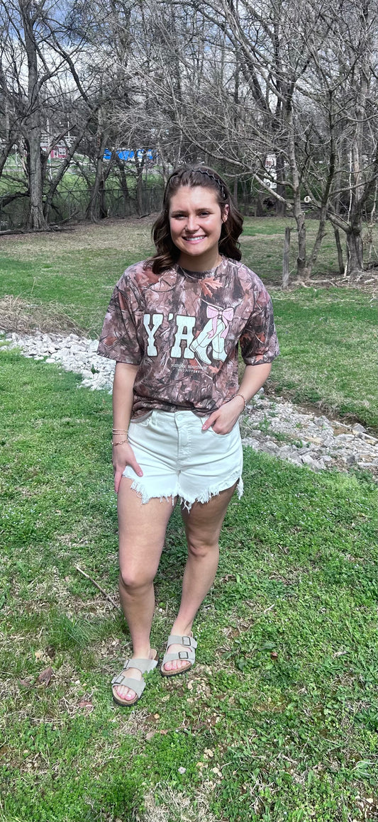 Distressed White Denim Shorts