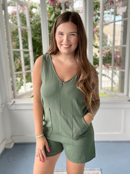 Grey Green Romper