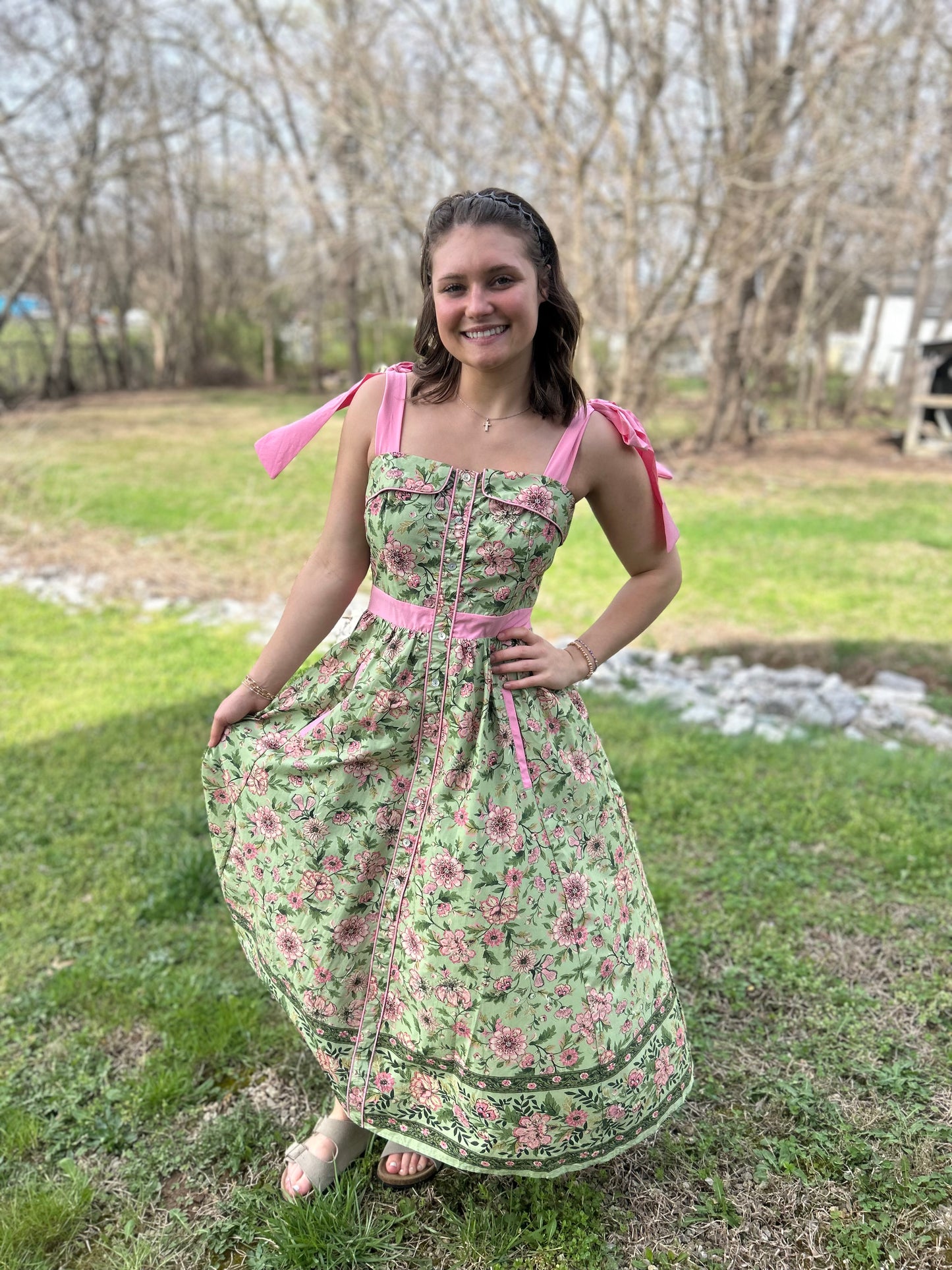 Green Floral Maxi Dress