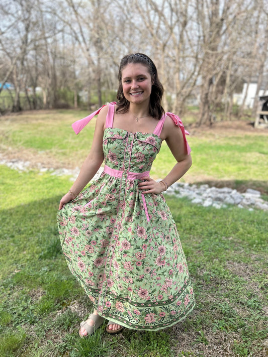 Green Floral Maxi Dress