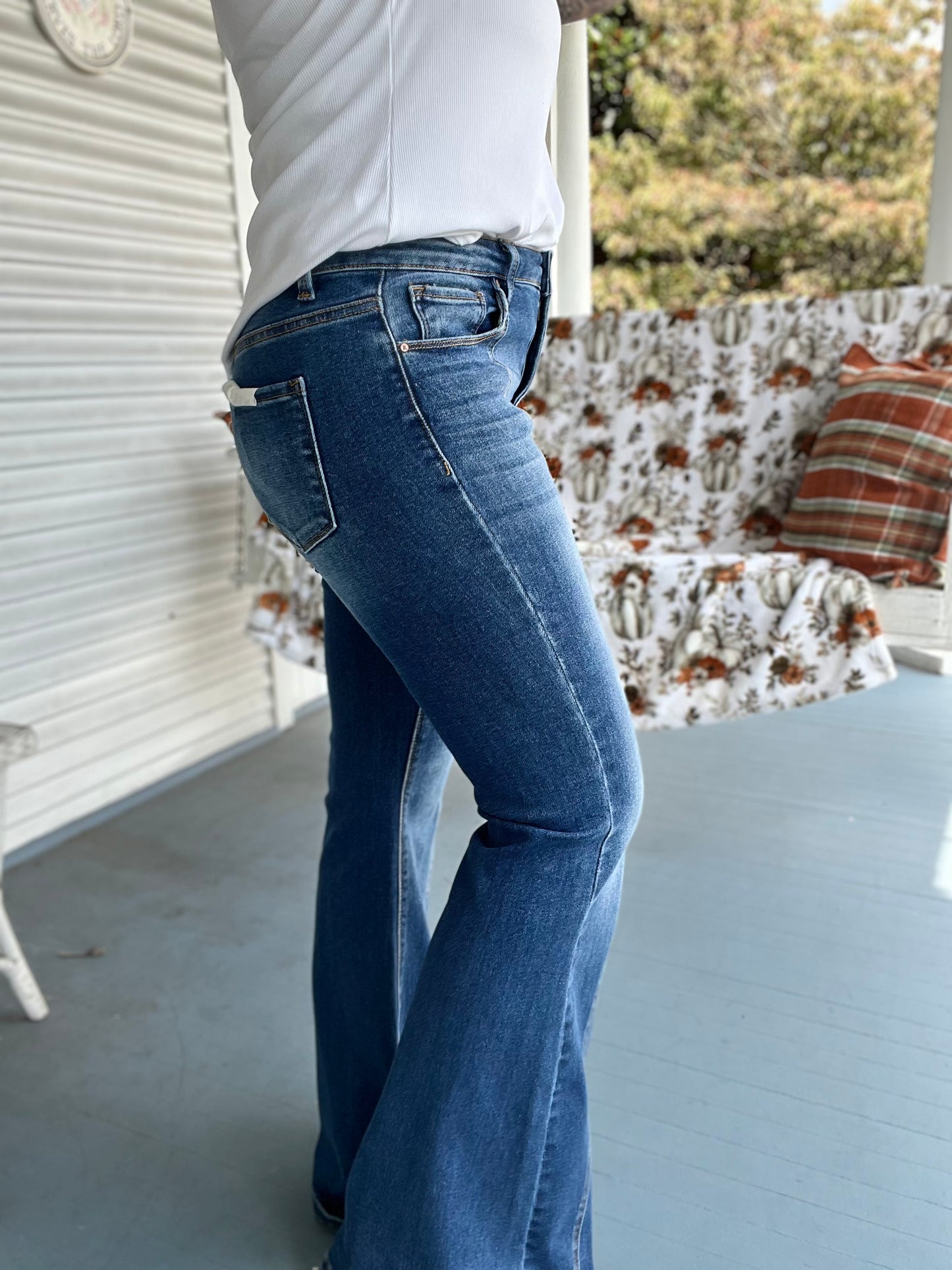 High Rise Front Seam Flare Jeans