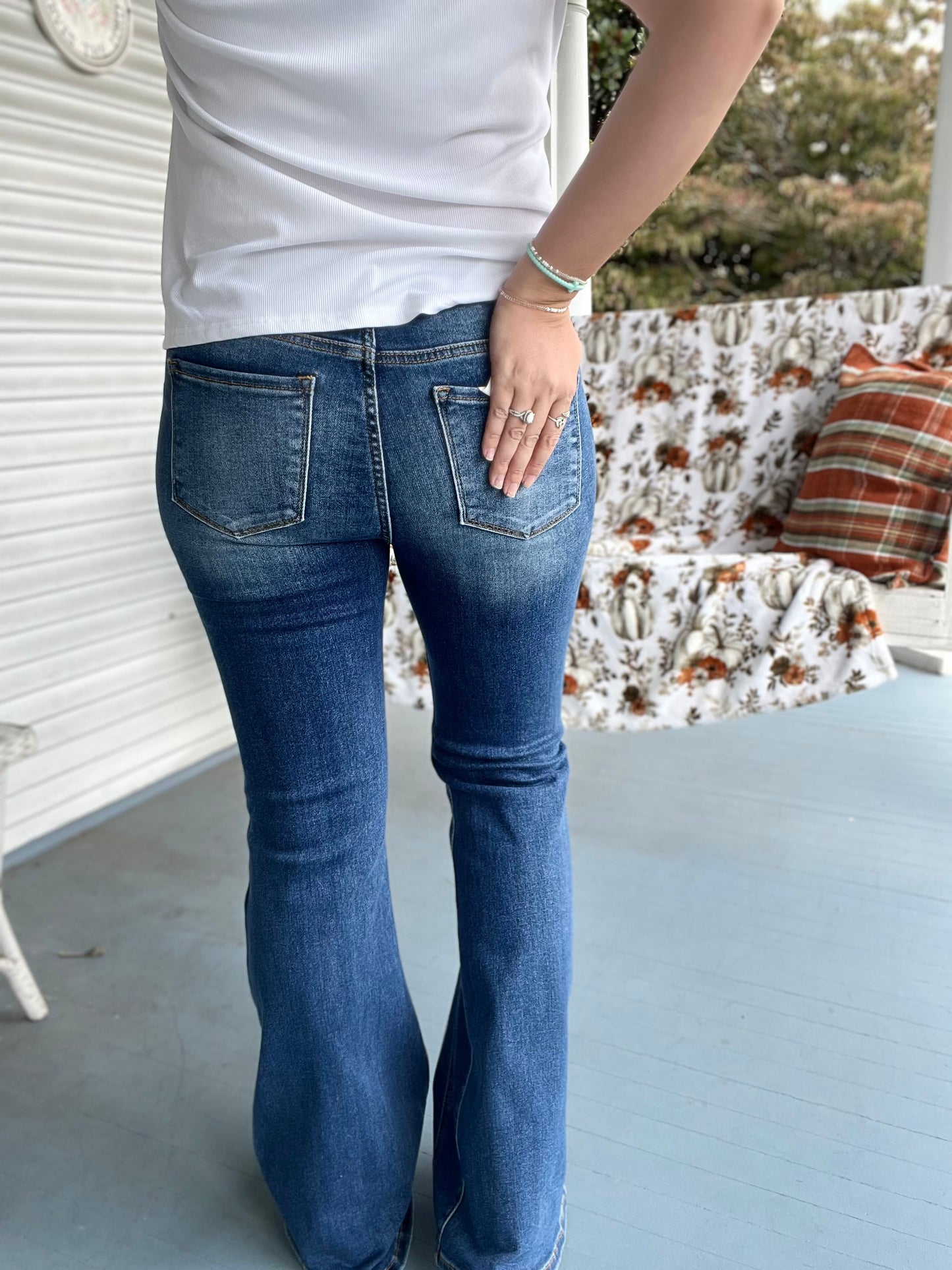 High Rise Front Seam Flare Jeans