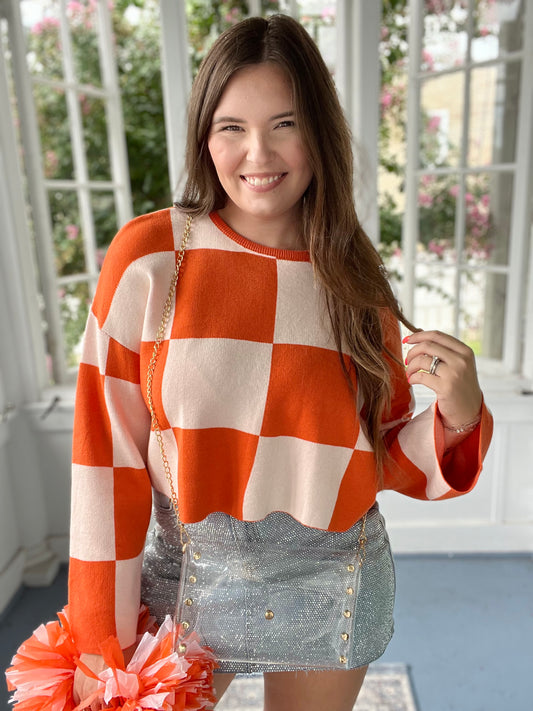 Game Day Cropped Checkered top