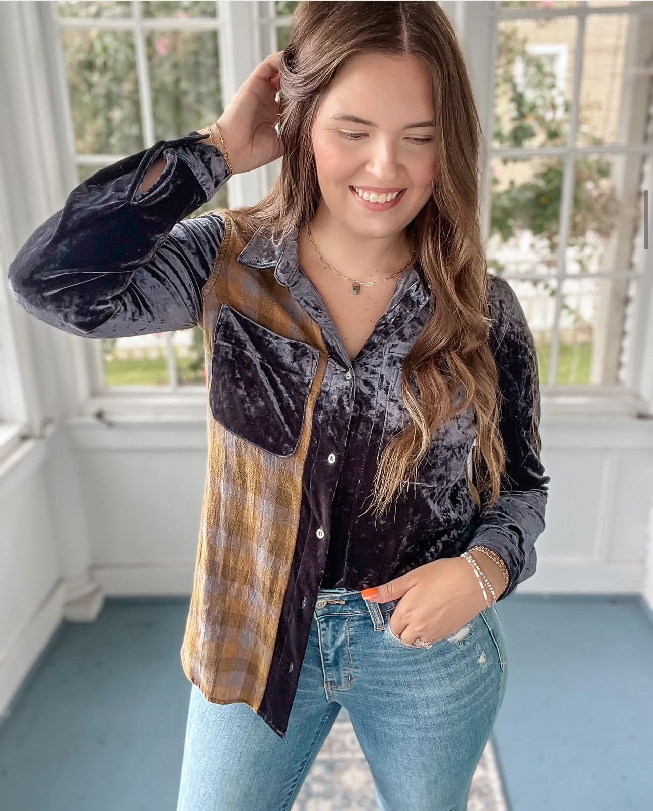 Long Sleeved Velvet Top