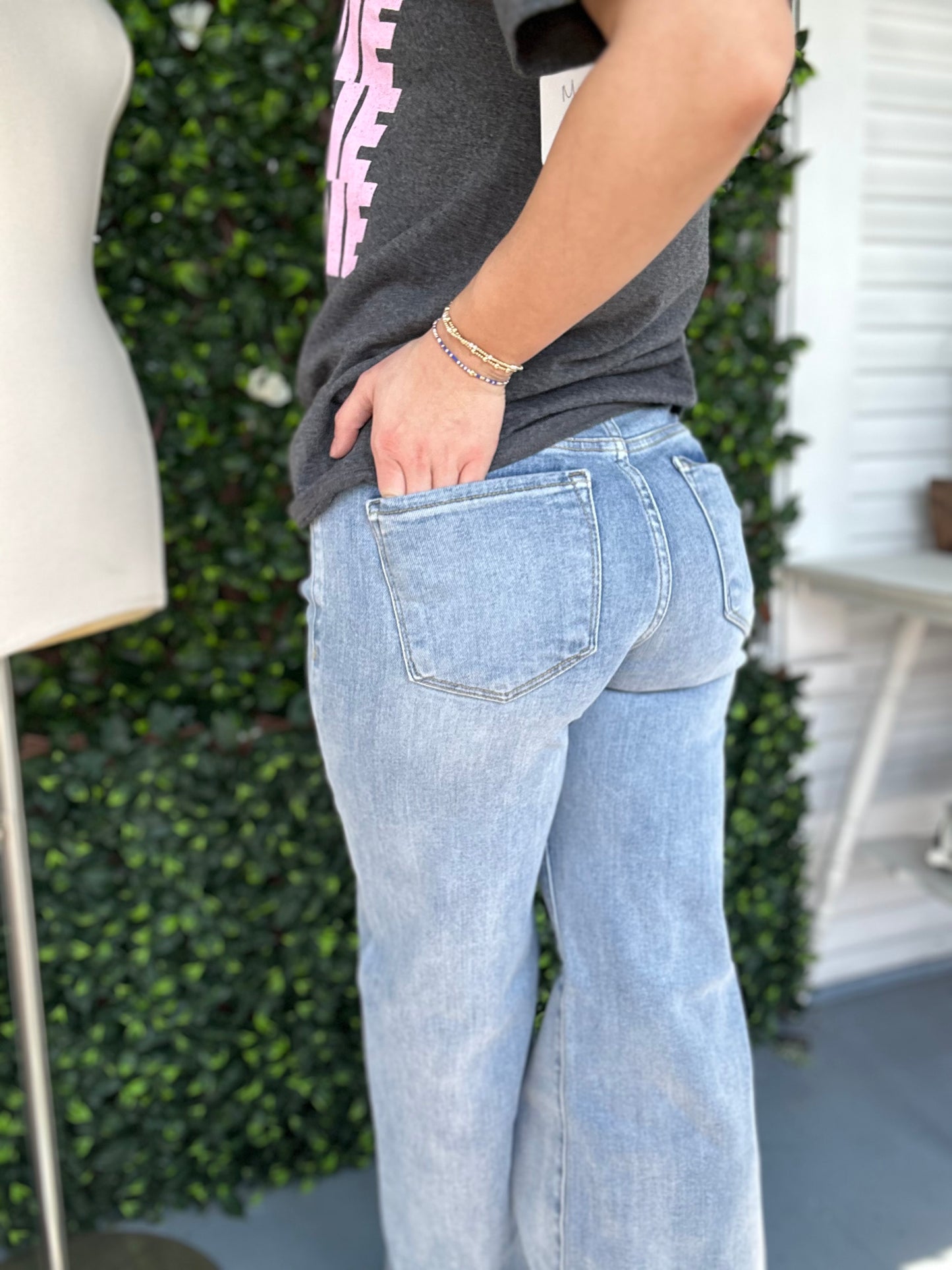 TC HR Wide Leg Bow Waistband Jeans