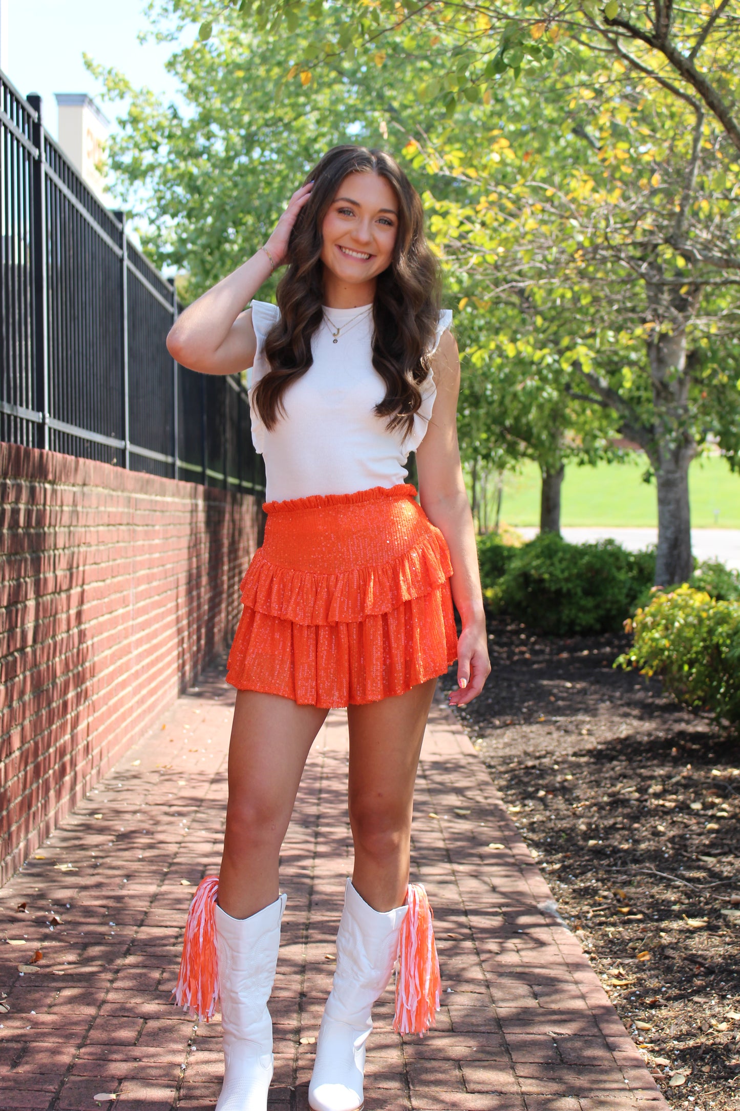 Orange Embellished Skirt