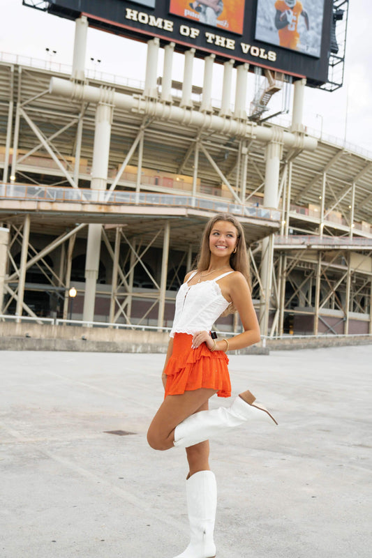 Orange Embellished Skirt