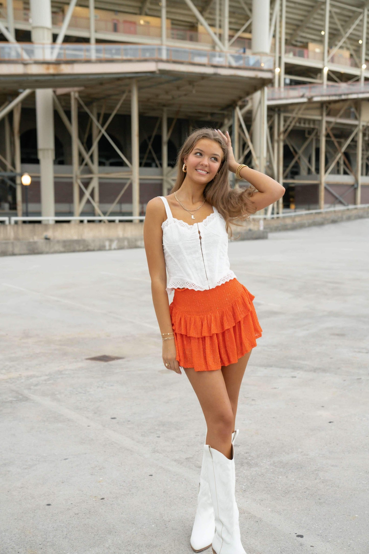 Orange Embellished Skirt