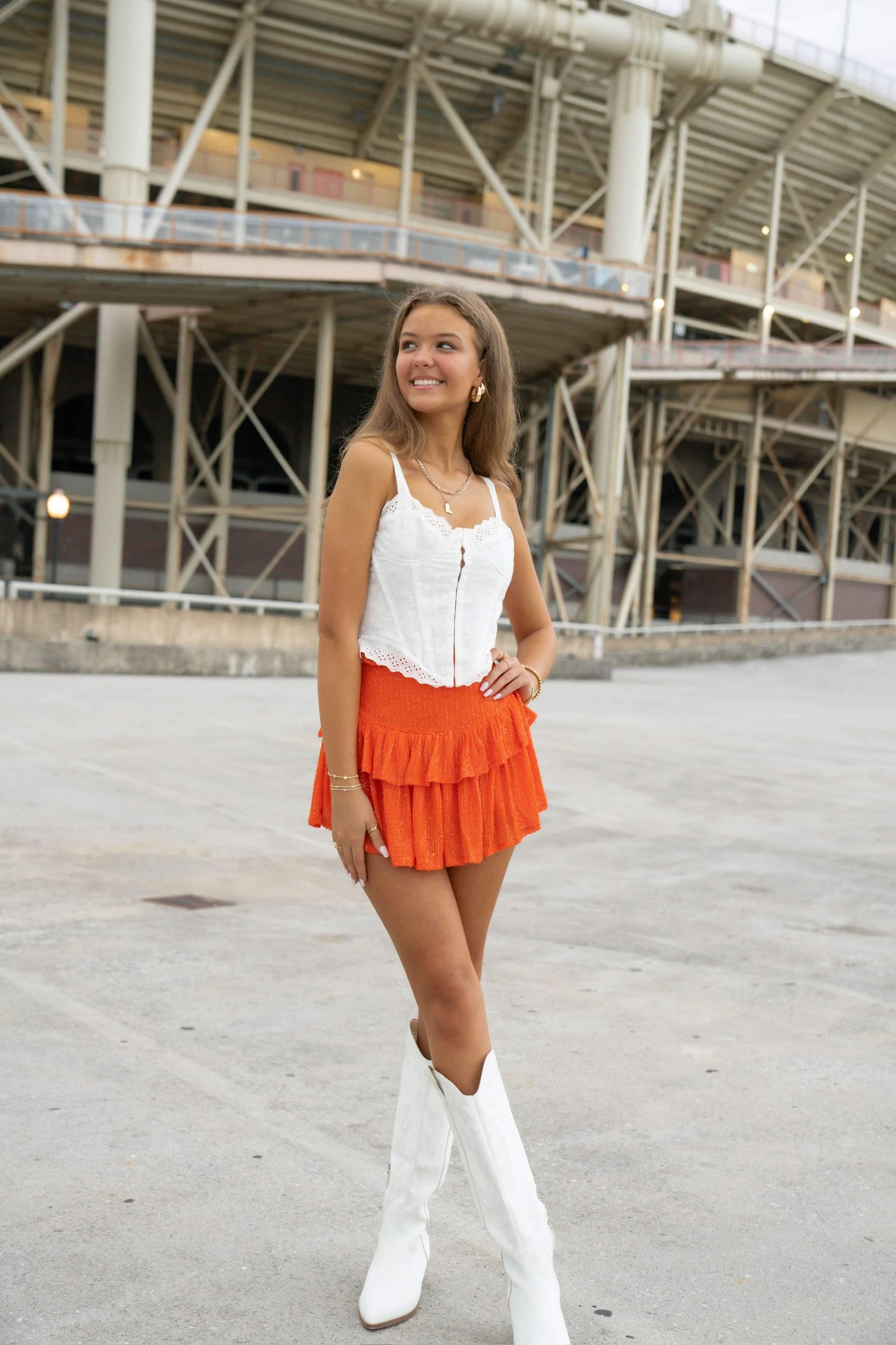 Orange Embellished Skirt