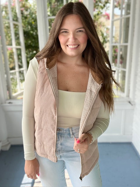Hooded Corduroy Vest