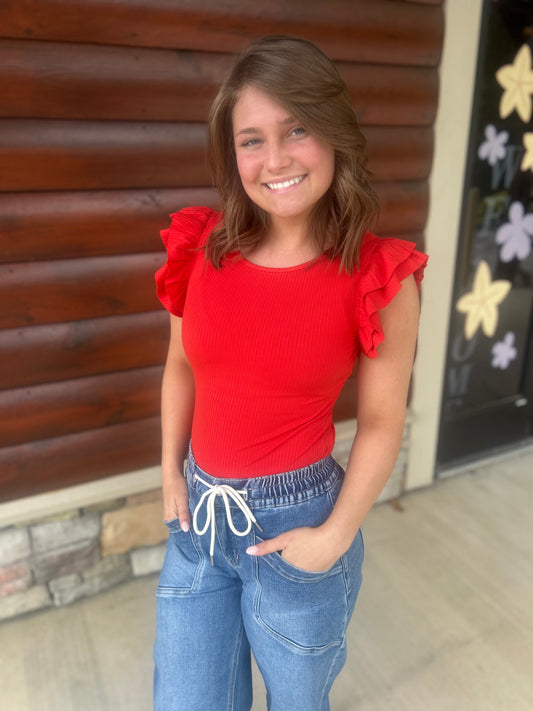 Ruffle Sleeve Bodysuit