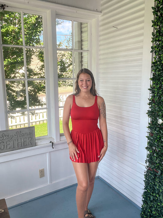 Pleated Athletic Romper