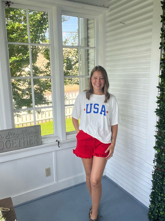 Ruffle Hem Comfy Shorts